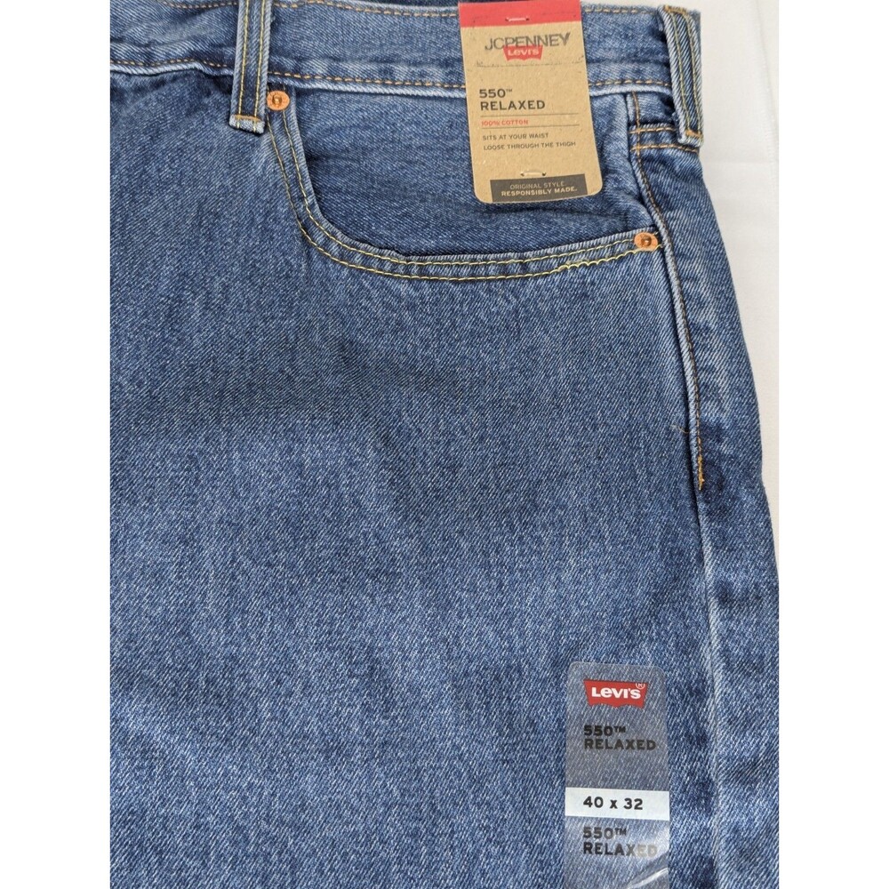 Levis 550 Mens Blue Jeans Relaxed Fit Tapered Leg Size 40 x 32 Dark Wash NWT - Picture 2 of 5